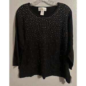 C.D. Sport Women’s XL Holiday Sweater Black Nailhead Detail Tight Knit NWT